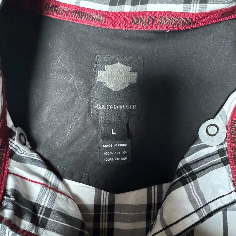 Harley Davidson, Large Button-Down Plaid Shirt - image 3